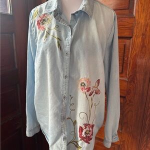 Kensie Soft Blue Denim Top